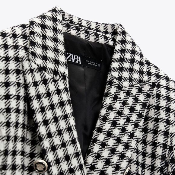 Zara Plaid Double Breasted Blazer New - Picture 5 of 6